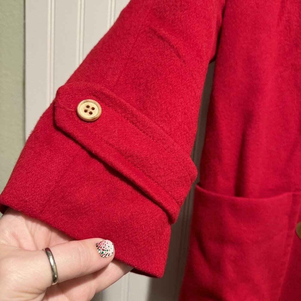 Vintage Eddie Bauer Red Wool Toggle Coat Union Made Size Medium - Picture 3 of 8